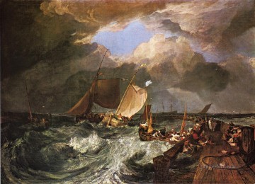 Muelle de Calais con Poissards franceses Turner romántico Pinturas al óleo